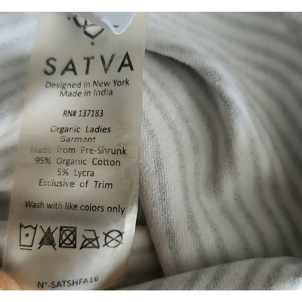 Satva Womens Deanna Organic Cotton LS Movement Tee Black White Wave Print Sz S - Picture 9 of 10